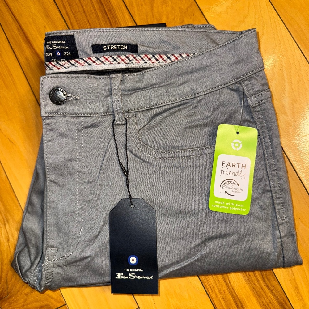 Ben Sherman Men’s Slim Fit Stretch Dress Pants 33x32 | Gray | NWT | comfortable - Picture 8 of 11